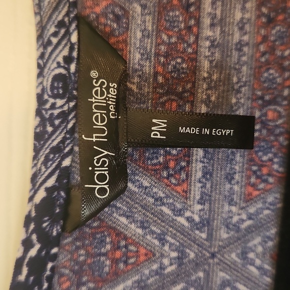 Daisy Fuentes Sleeveless Blue And Red Geometric Print V-Neck Dress Size Petite M - Picture 7 of 10